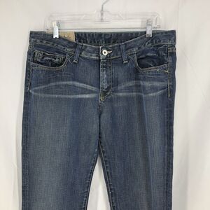 LOOMSTATE Mod Rise Bootcut Contrasting Stitch Denim Blue Jeans 31 (35x34)